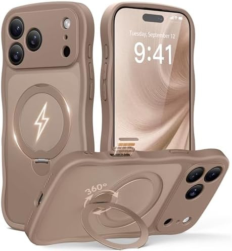 for iPhone 17 Pro Max Case for Women,[Compatible with Magsafe][360° Spin Magnetic Stand][Cute Wa... | Amazon (US)