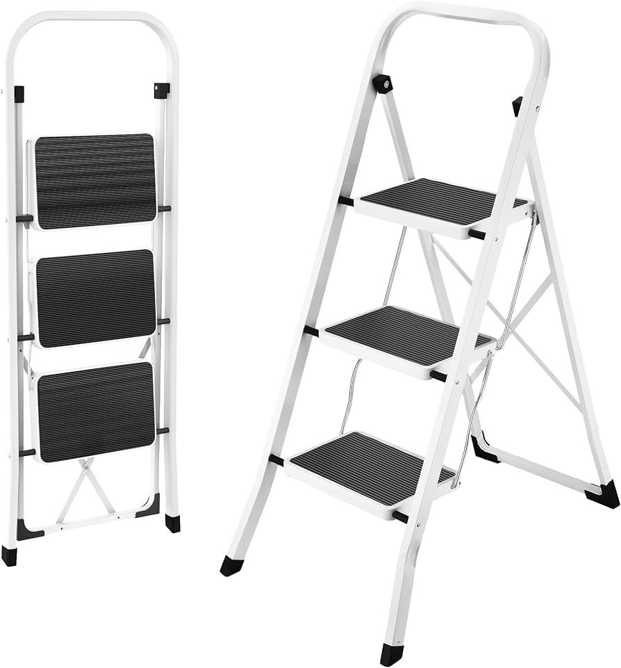 HBTower 3 Step Ladder Step Ladder Folding Step Stool, 3 Step Stool for Adults with Anti-Slip Peda... | Amazon (US)