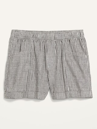 High-Waisted Railroad-Stripe Linen-Blend Shorts for Women -- 3.5-inch inseam | Old Navy (US)