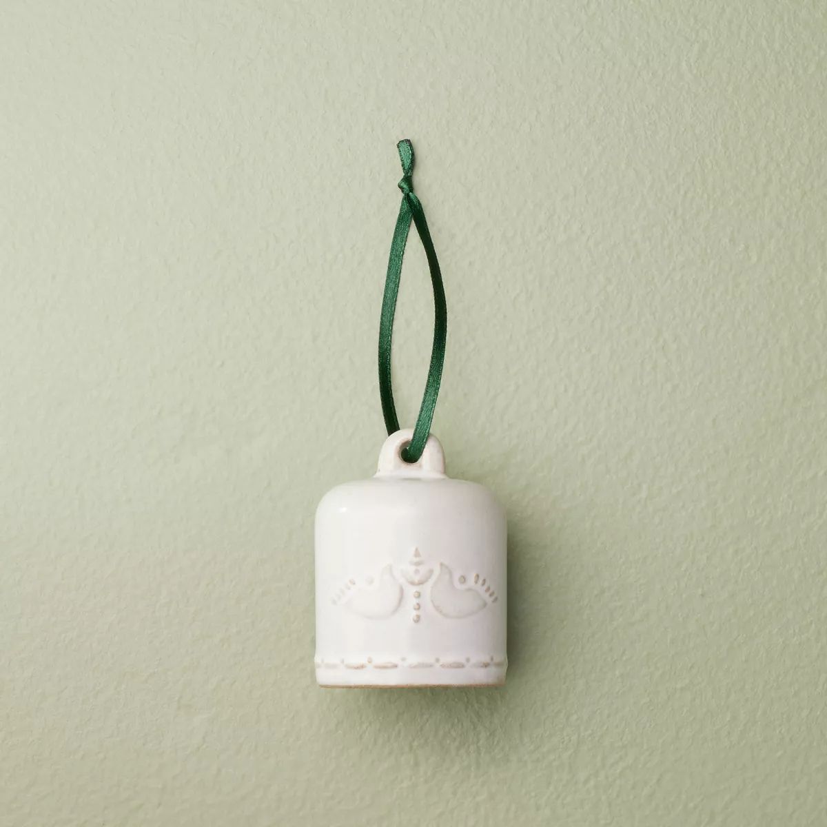 Nordic Dove Ceramic Bell Christmas Tree Ornament Cream - Hearth & Hand™ with Magnolia | Target