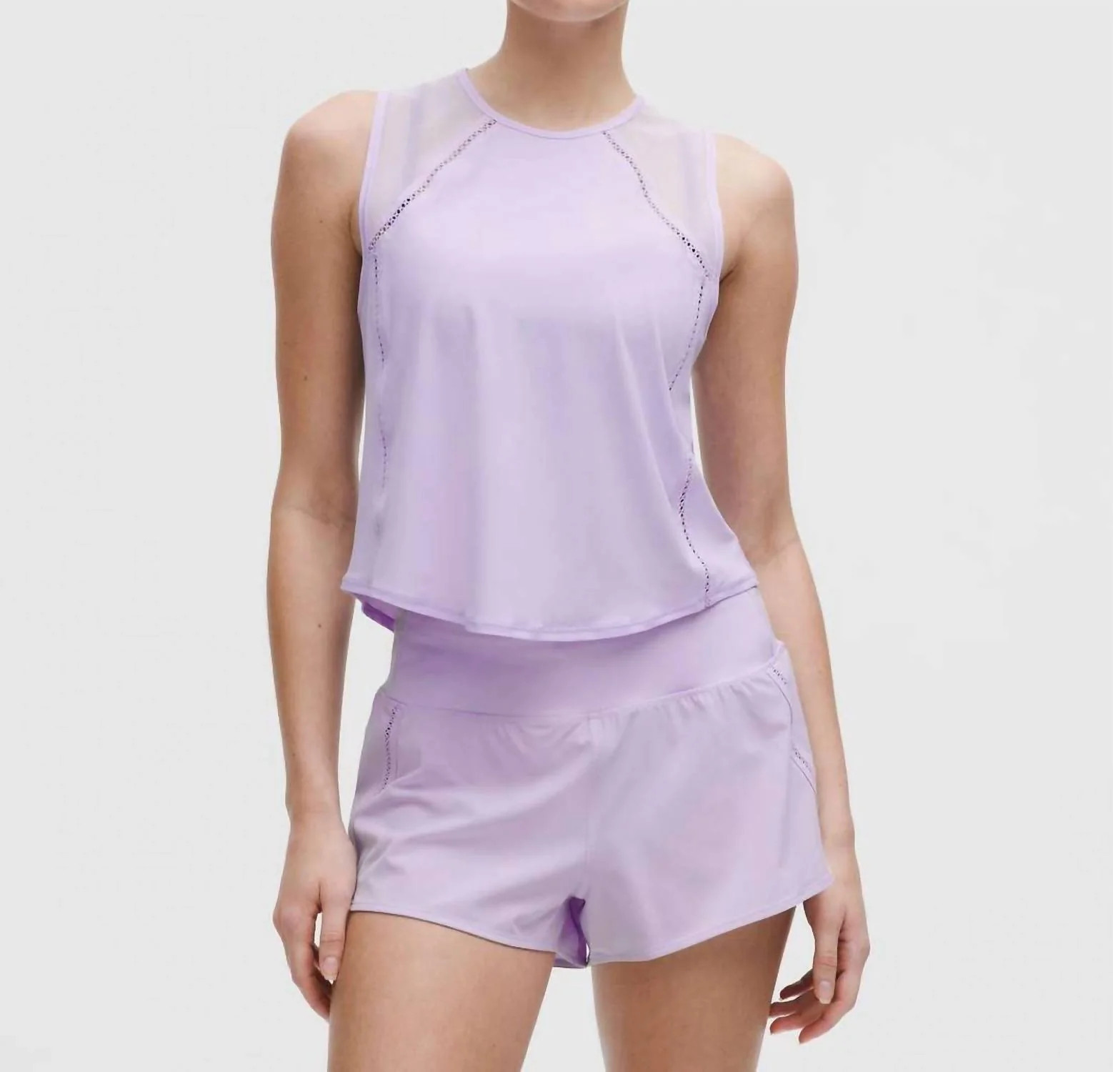 Sculpt Tank Lace Trim Top In Lavender Frost | Shop Simon