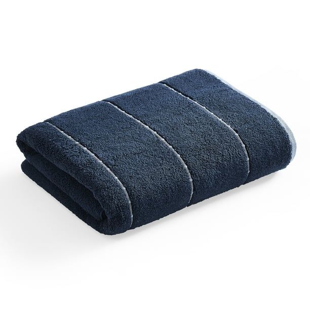 Better Homes & Gardens Thick and Plush Caldwell Stripe Bath Towel, Blue Admiral | Walmart (US)