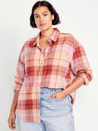 Flannel Boyfriend Button-Down Shirt | Old Navy (US)