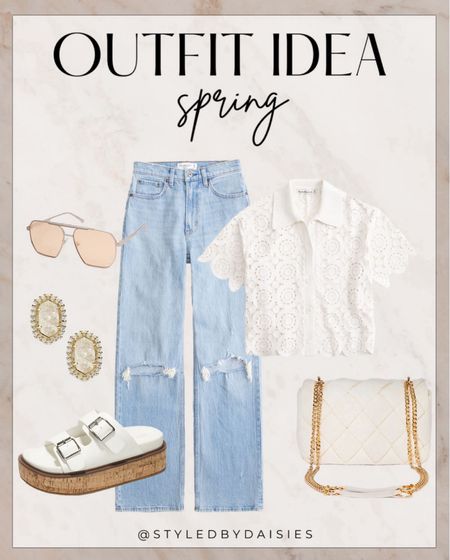Jeans summer tops white top sunglasses 