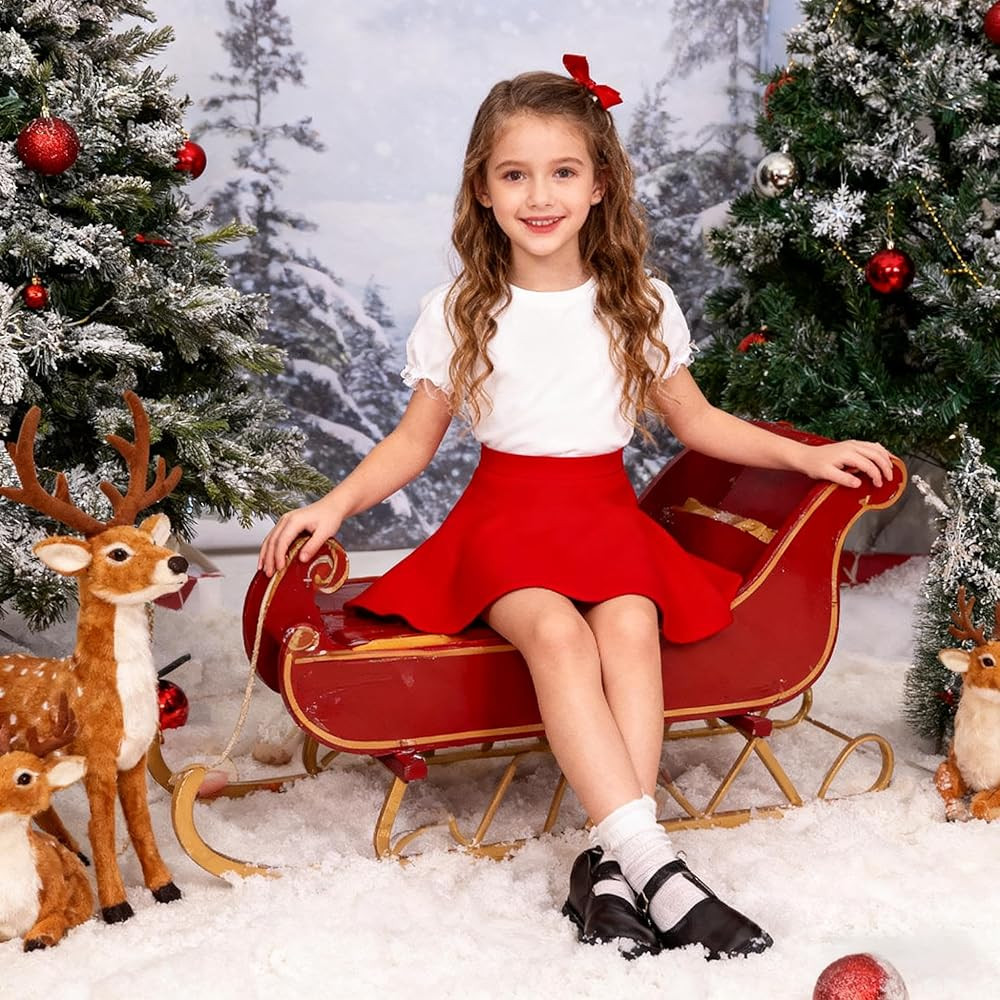 Mesinsefra Little Big Girls' High Waist Knitted Flared Pleated Skirt Casual | Amazon (US)