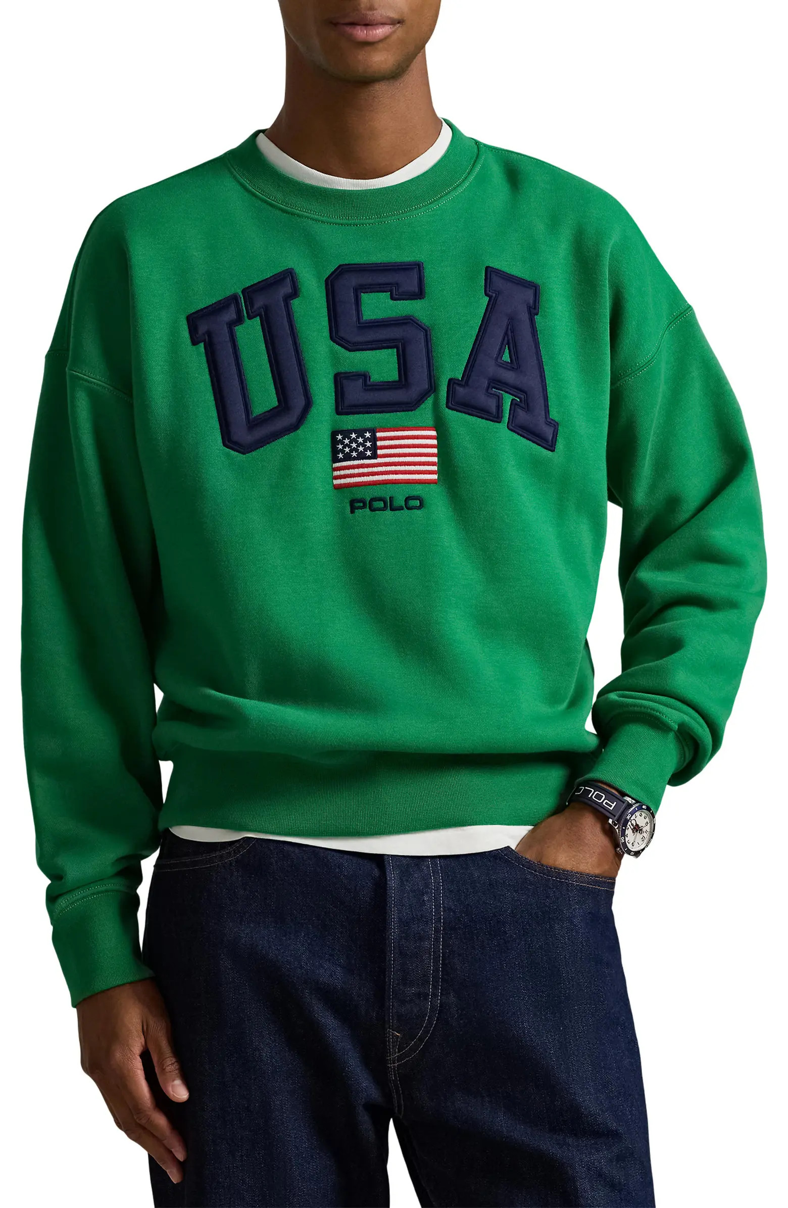 Vintage Fit Flag Fleece Crewneck Sweatshirt | Nordstrom