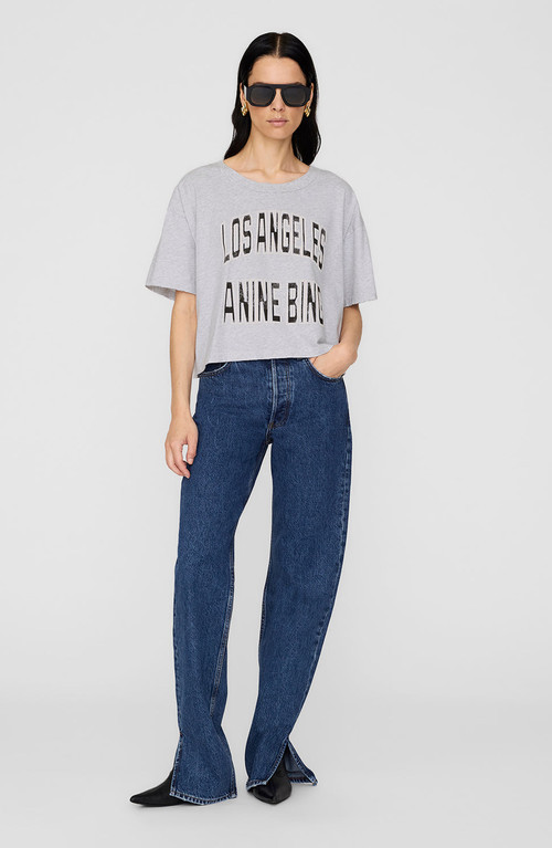 ANINE BING Johnny Cropped Tee in Grey at Nordstrom, Size X-Small | Nordstrom