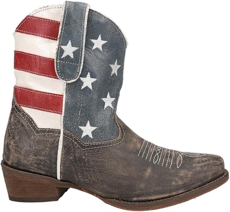 ROPER Womens American Beauty Distressed Round Toe Western Cowboy Boots Ankle Low Heel 1-2" - Brow... | Amazon (US)