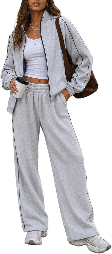 Fisoew Womens 2 Piece Outfits Sweatsuits Fall Travel Matching Sets | Amazon (US)
