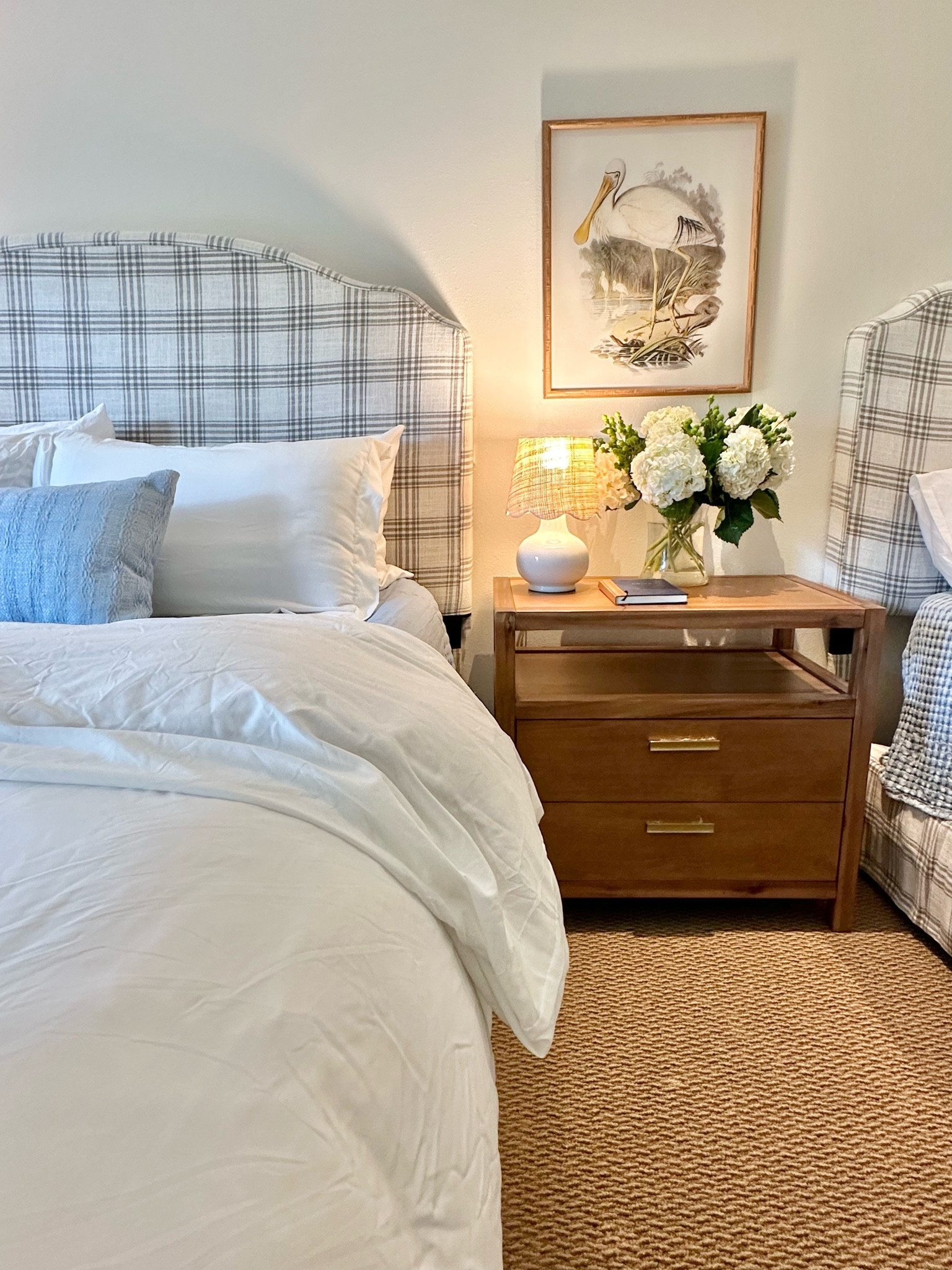 Upholstered beds, scalloped lamp 

#LTKHome #LTKSaleAlert