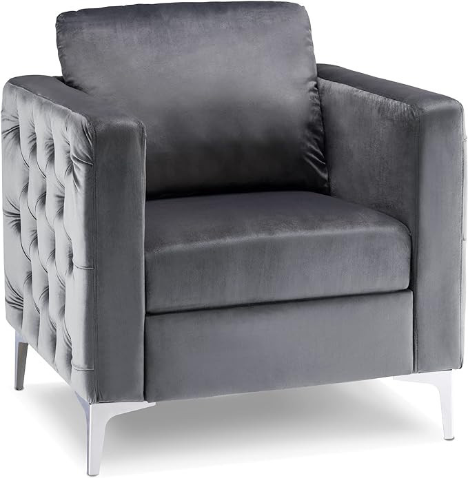 MCombo Accent Chair, Velvet Upholstered Single Sofa, Tufted Barrel Club Armchairs for Living Room... | Amazon (US)