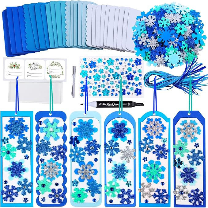 Winlyn 24 Sets Christmas Craft Kits Winter Crafts DIY 3D Christmas Snowflake Bookmarks Art Sets S... | Amazon (US)
