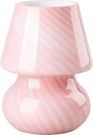 Mushroom Lamp, Stepless Dimmable Glass Table Bedside Lamps, Translucent Striped Small Night Lamps... | Amazon (US)