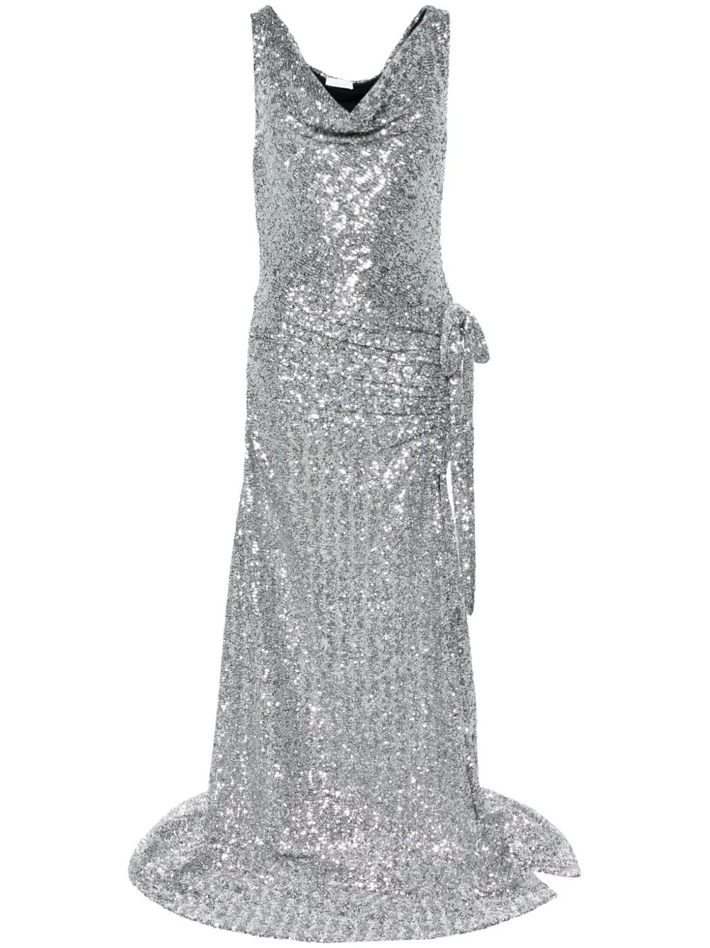 Rabanne sequin-embellished asymmetric gown - Silver | Farfetch Global