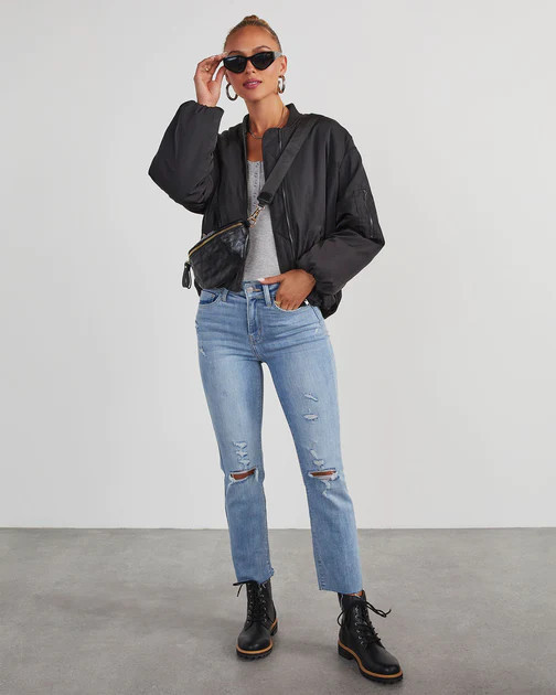 Mckenna Oversized Bomber Jacket - Black | VICI