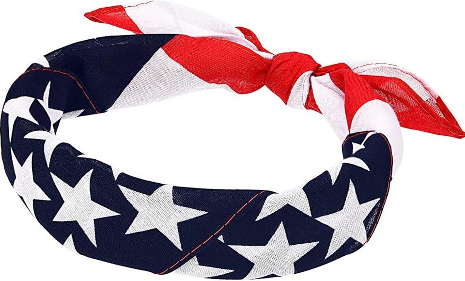American Flag Bandanas USA Flag Headband Kerchief Unisex Cowboy Bandanas Patriotic Accessories | Amazon (US)