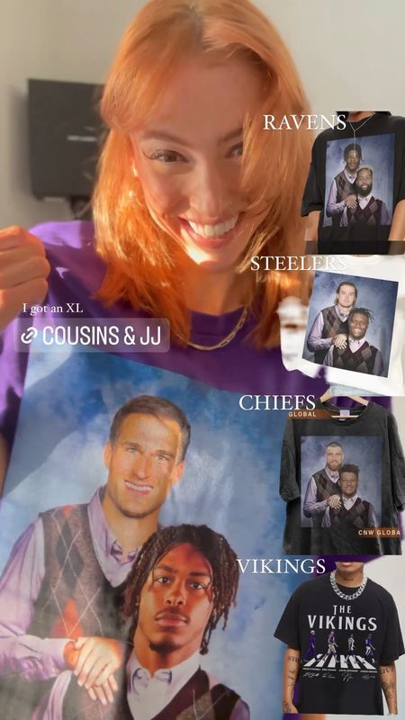 NFL Teams X Step Brothers 🏈💜💛 $16.00 sale! 

MN Vikings gift idea - wearing an XL and it’s like a dress I am 5’6 
Kirk cousins and Justin Jefferson step brothers shirt 

Other nfl teams too! 🏈 and sweatshirts 
Mens gift ideas 
Football gift ideas 

#LTKmens #LTKfitness #LTKGiftGuide