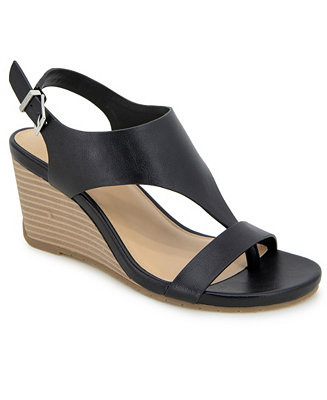 Women's Greatly Thong Almond Toe Wedge Sandals | Macy's