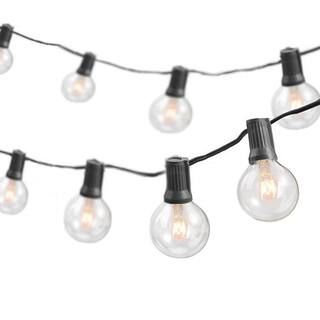 Newhouse Lighting Indoor/Outdoor 50 ft. Plug-in Globe Bulb Weatherproof Party String Lights, 50 S... | The Home Depot