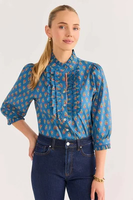 Logan Blue Floral Printed Top by THML | Avara