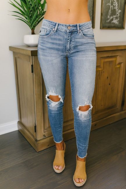 California Breeze Distressed Skinny Jeans - Medium Wash | Magnolia Boutique