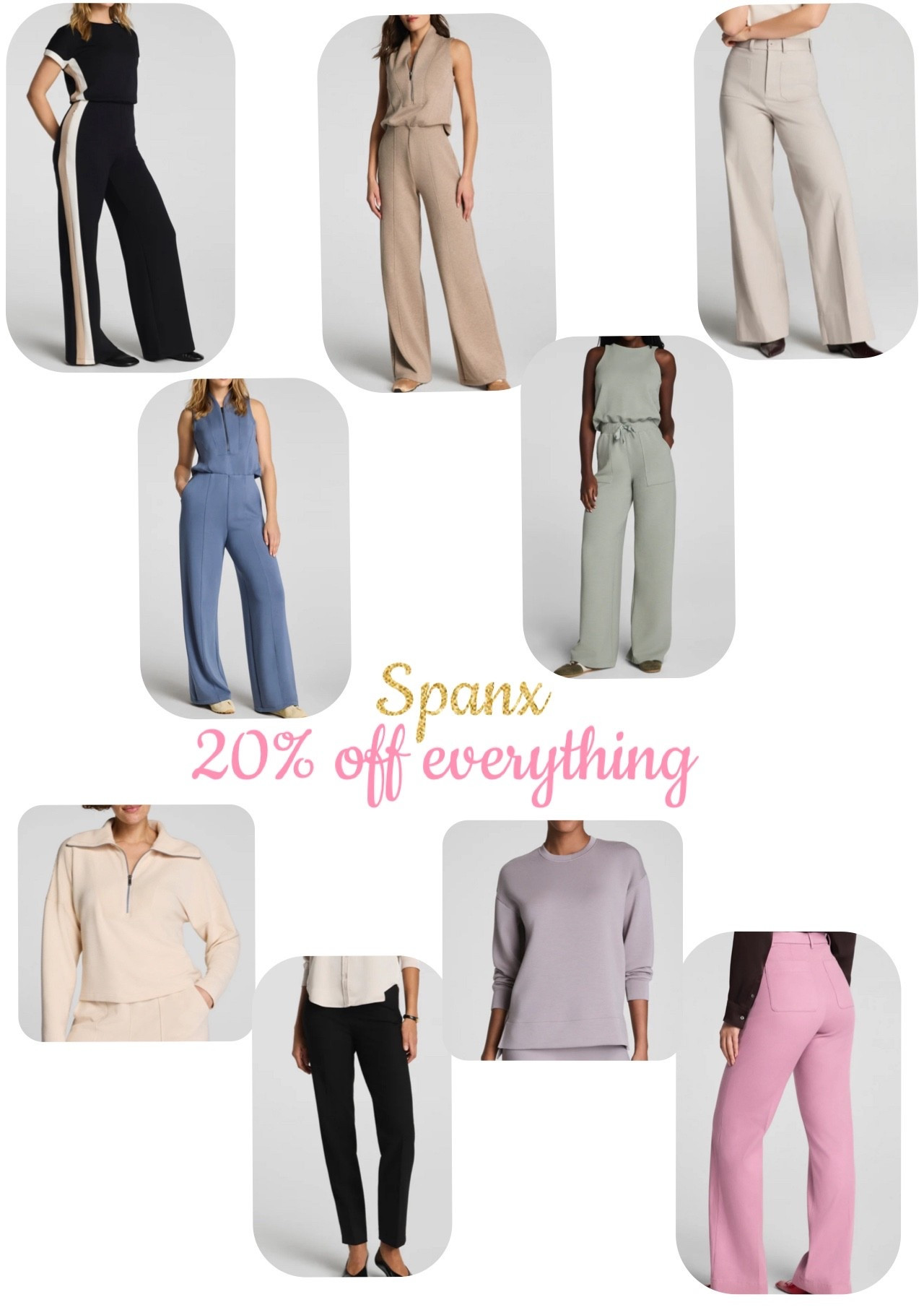 Spanx has 20% off everything as apart of their LTK Sale! I am so into their dress pants and these new jumpsuits they have right now! Perfect for travel! 

#LTKSaleAlert #LTKTravel #LTKSpringSale