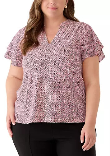Plus Size Flutter Sleeve Jersey Top | Belk