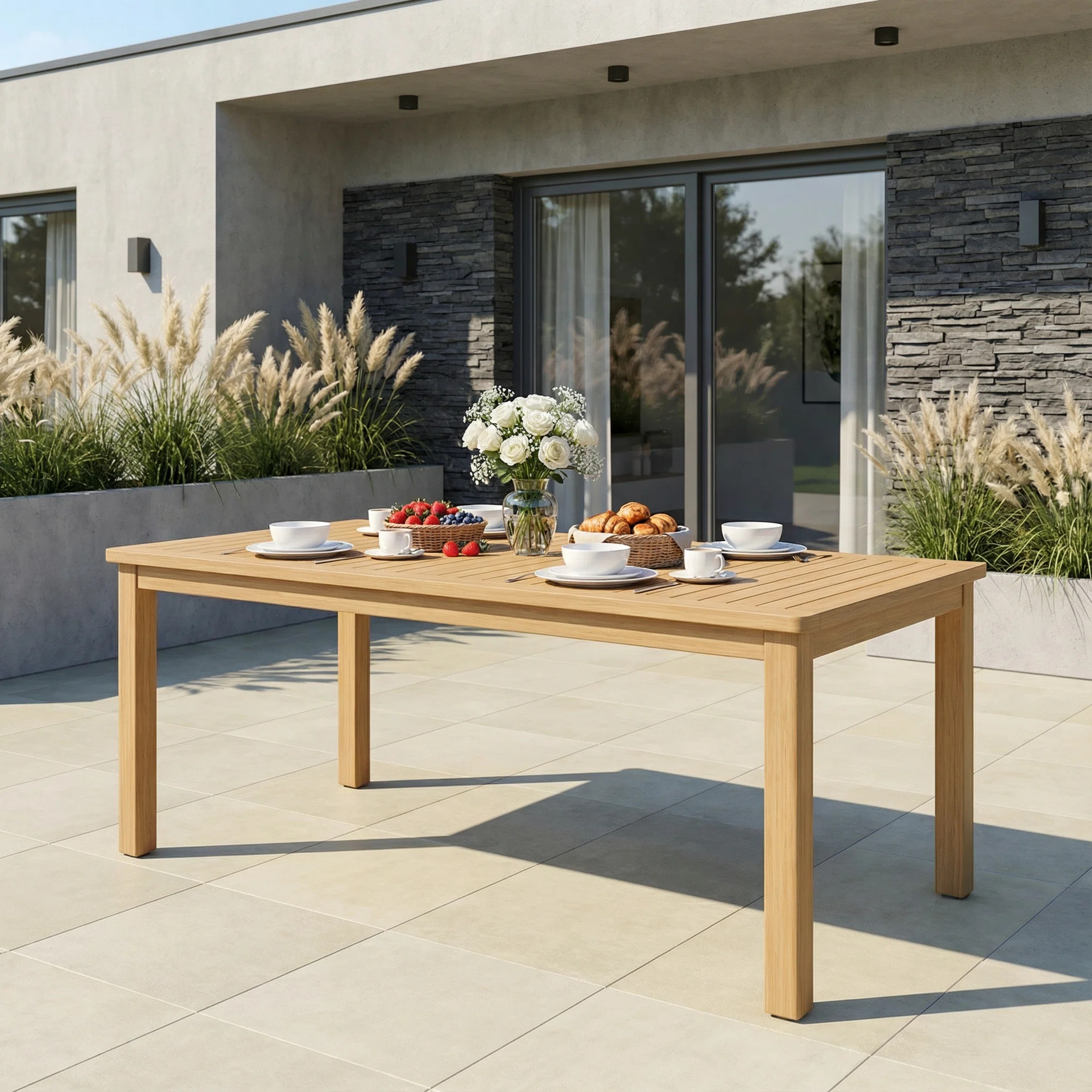 Itzabelle Solid Wood 69"L Outdoor Dining Table | Wayfair North America