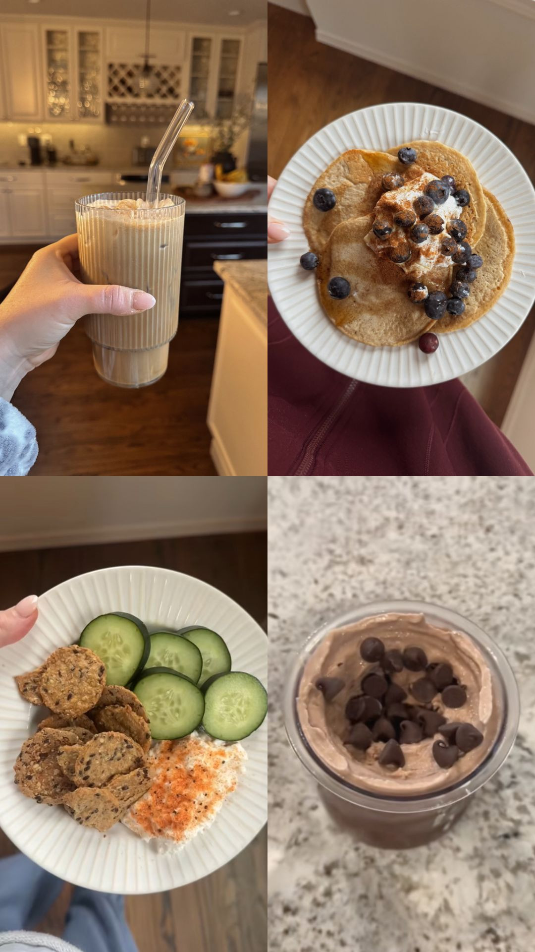 Some of What I Eat In a Day! Protein Coffee with protein pancakes for breakfast. Crackers, Cucumber and cottage cheese for a mid day snack and a ninja creami for a sweet treat after dinner!  

 #LTKActive #LTKFindsUnder50 #LTKFitness
