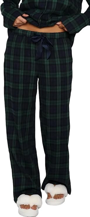 Women Plaid Pants Y2k Casual Vintage Wide Leg Gingham Pj Pant Baggy High Waist Lounge Trouser wit... | Amazon (US)
