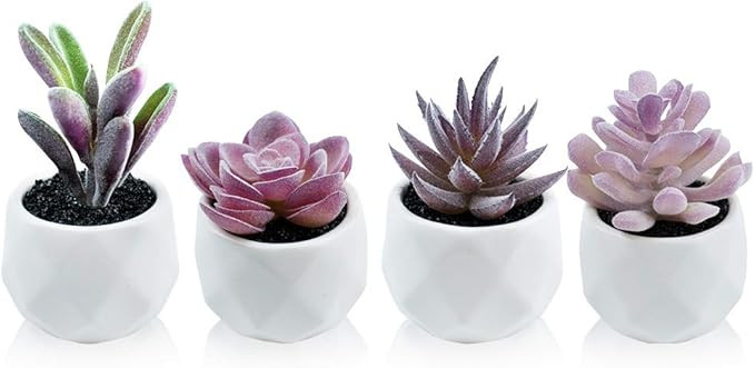 Amazon.com: Tiita Artificial Faux Succulents in Pots Fake Plants Ceramic Arrangement Planter Smal... | Amazon (US)