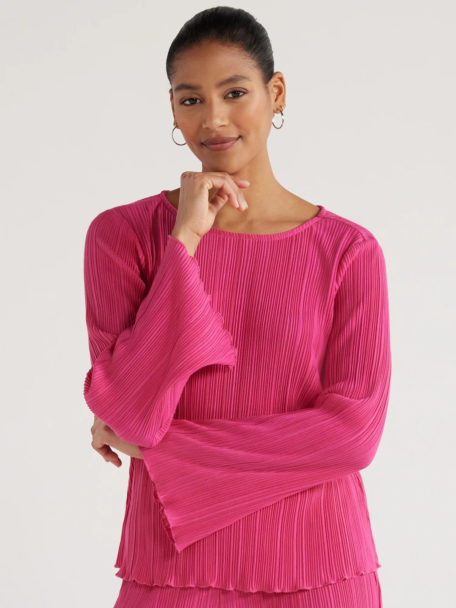 Scoop’s Crinkle Knit Tunic Top, Sizes XS-XXL - Walmart.com | Walmart (US)