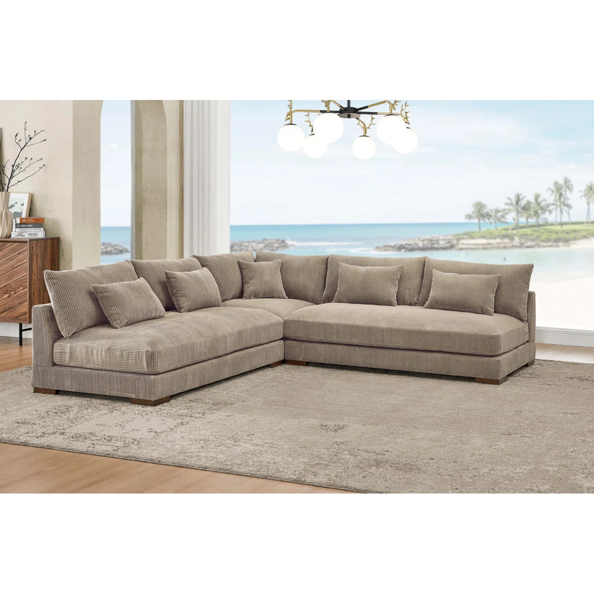 Caileigh 3 - Piece Corduroy Sectional | Wayfair North America