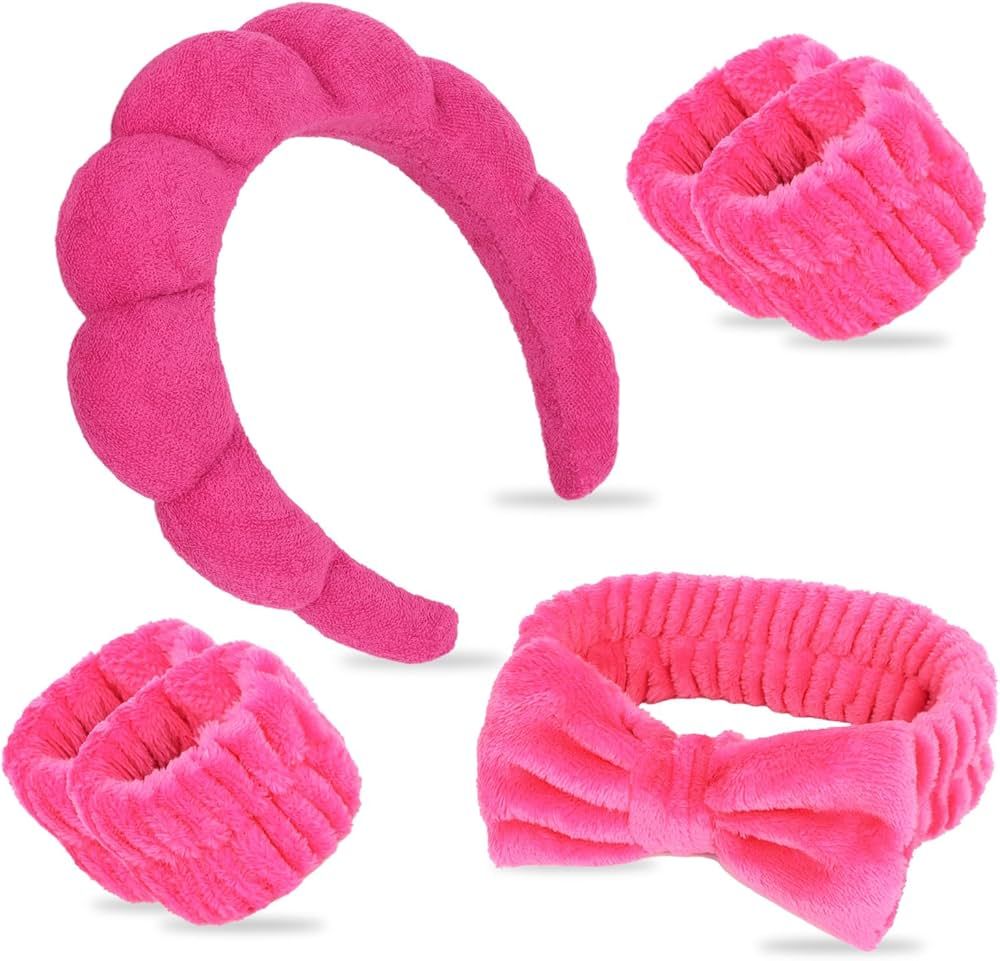 ACO-UINT 6Pcs Spa Headbands and Wrist Washbands Set, Skincare Headbands Sponge Face Wash Headband... | Amazon (US)