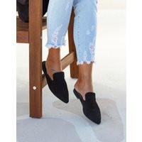 Black Mules Shoes, Women Leather Mules, Suede For Women, Slides Handmade Autumn Flats | Etsy (US)