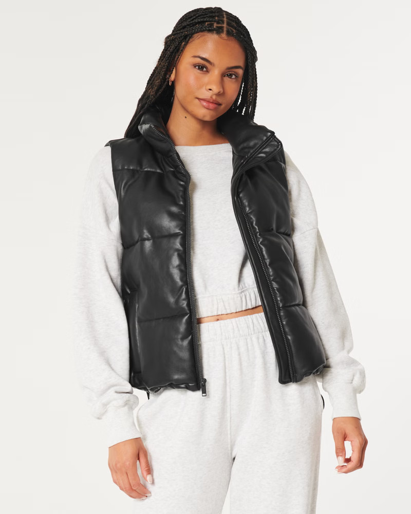 Ultimate Vegan Leather Puffer Vest | Hollister (US)