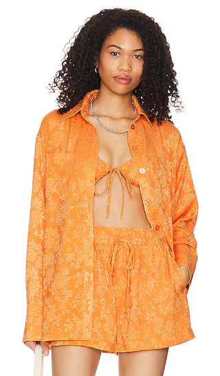 Robin Relaxed Button Down Shirt in Tangerine Dream | Revolve Clothing (Global)