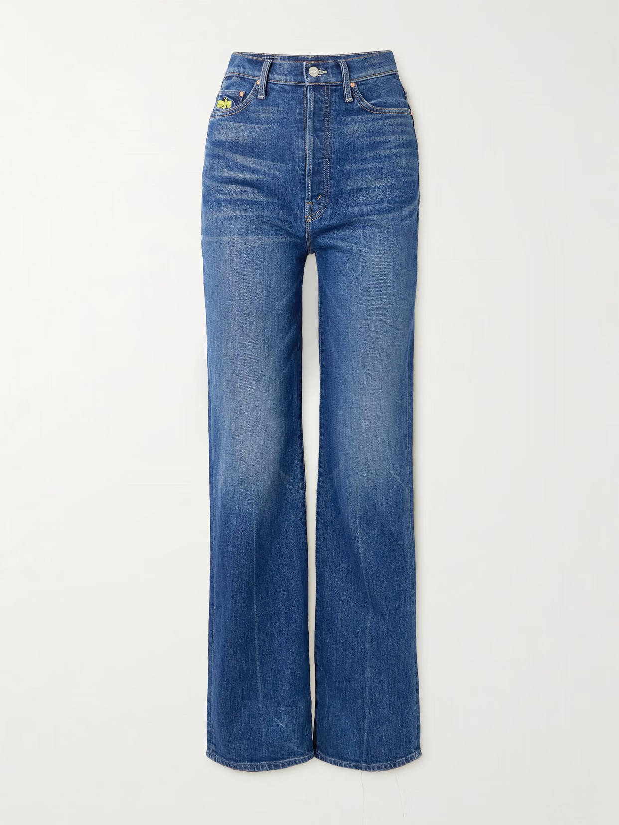 Mother - + La Doublej The Tune Up Maven Sneak Embroidered High-rise Straight-leg Jeans - Blue | NET-A-PORTER (US)