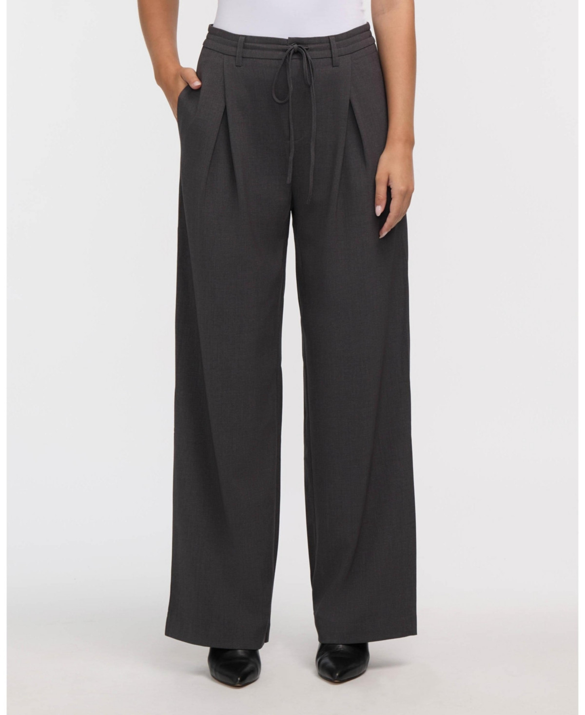 Ellen Tracy Women's Pleated Wide Leg Pant - Grey mix | Macy's