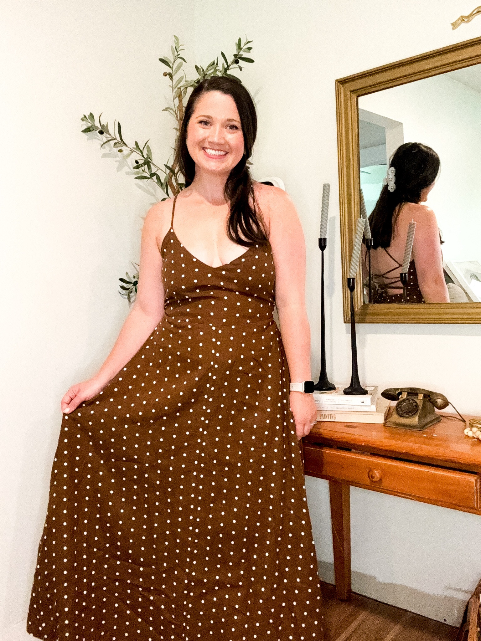 Linen dress. Linen outfit. Brown dress 