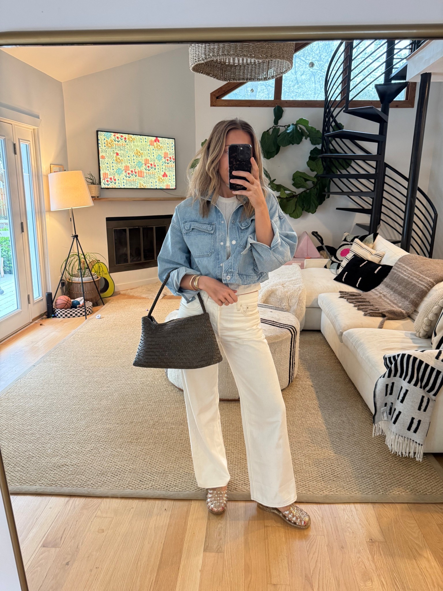 Size small tee, size XS jacket, olive bag, tts shoe