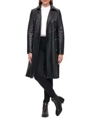 Leather Belted Trench Coat | Saks Fifth Avenue OFF 5TH