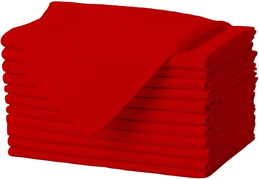 Gee Di Moda Cloth Napkins - 17 x 17 Inch Red Dinner Napkins - Set of 12 Soft & Absorbent Washable... | Amazon (US)