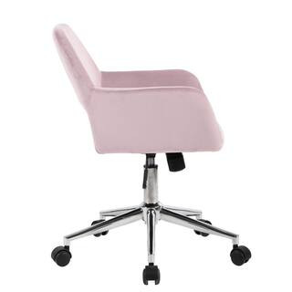 Computer Desk Chair, Home Office Task Chair Upholstered Open Back Swivel Blush | The Home Depot