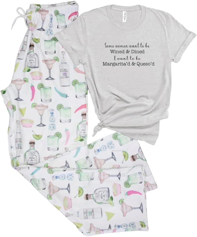 Cocktail Print Pajamas, Margarita Pajamas, Summer Pajamas for Women, Margarita Gifts | Amazon (US)