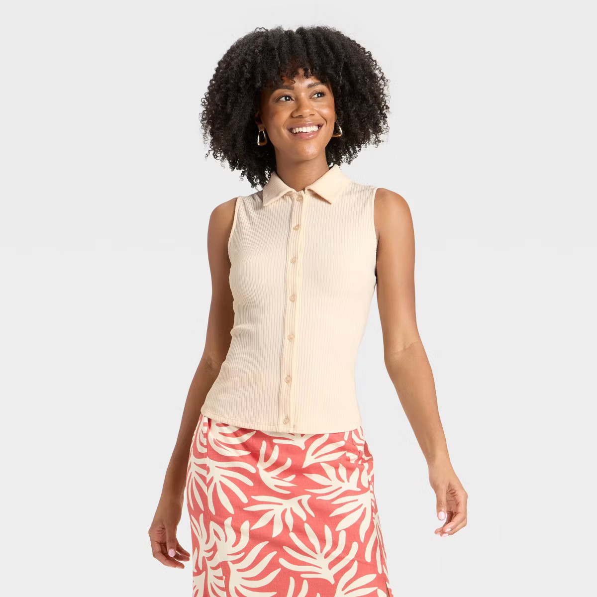 Women's Ribbed Collared Tank Top - A New Day™ | Target
