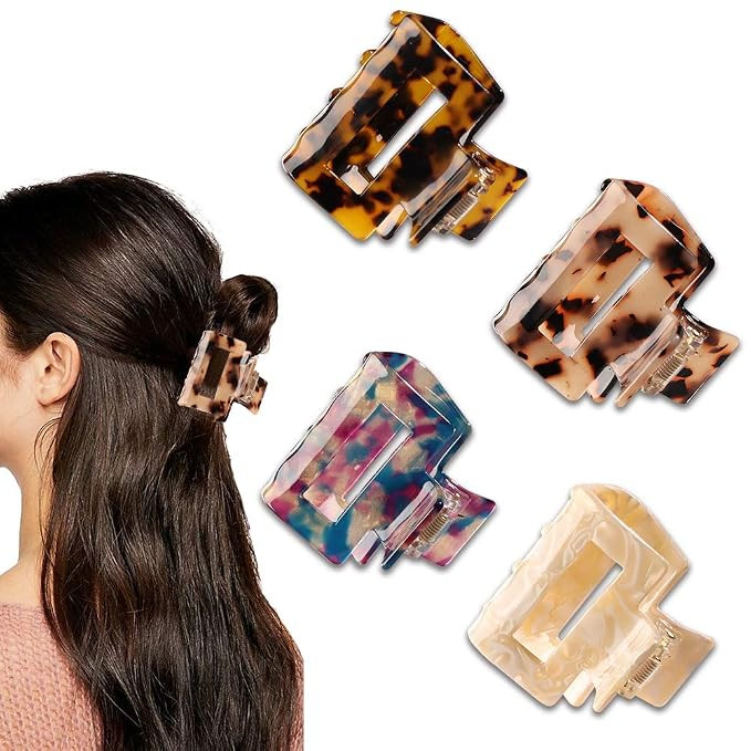 MagicSky 4PCS Hair Claw Clips, Acrylic Hair Banana Barrettes, Celluloid French Butterfly Jaw Clip... | Amazon (US)
