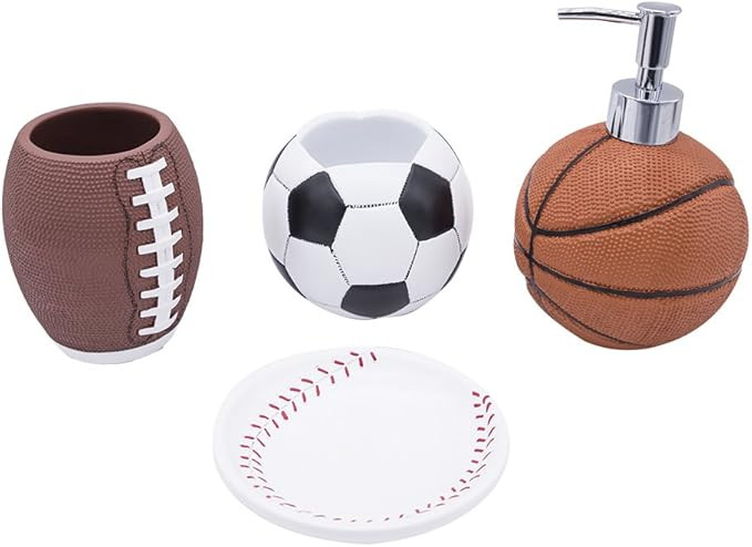 YangShiMoeed 4-Piece Sports Bathroom Accessories Set Complete with Basketball Lotion/Soap Dispens... | Amazon (US)
