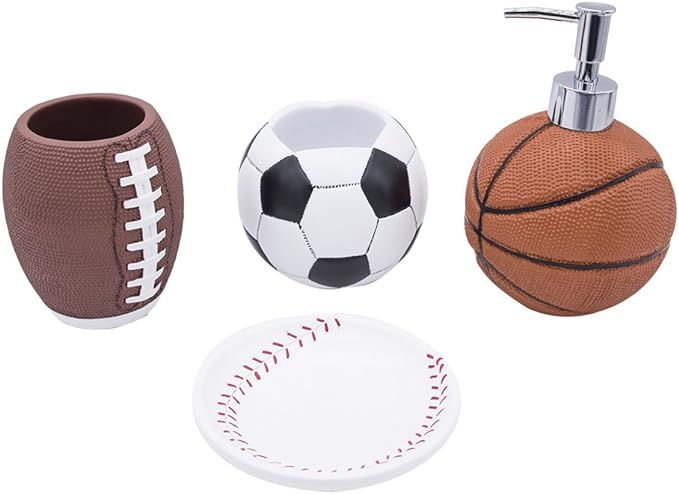 YangShiMoeed 4-Piece Sports Bathroom Accessories Set Complete with Basketball Lotion/Soap Dispens... | Amazon (US)