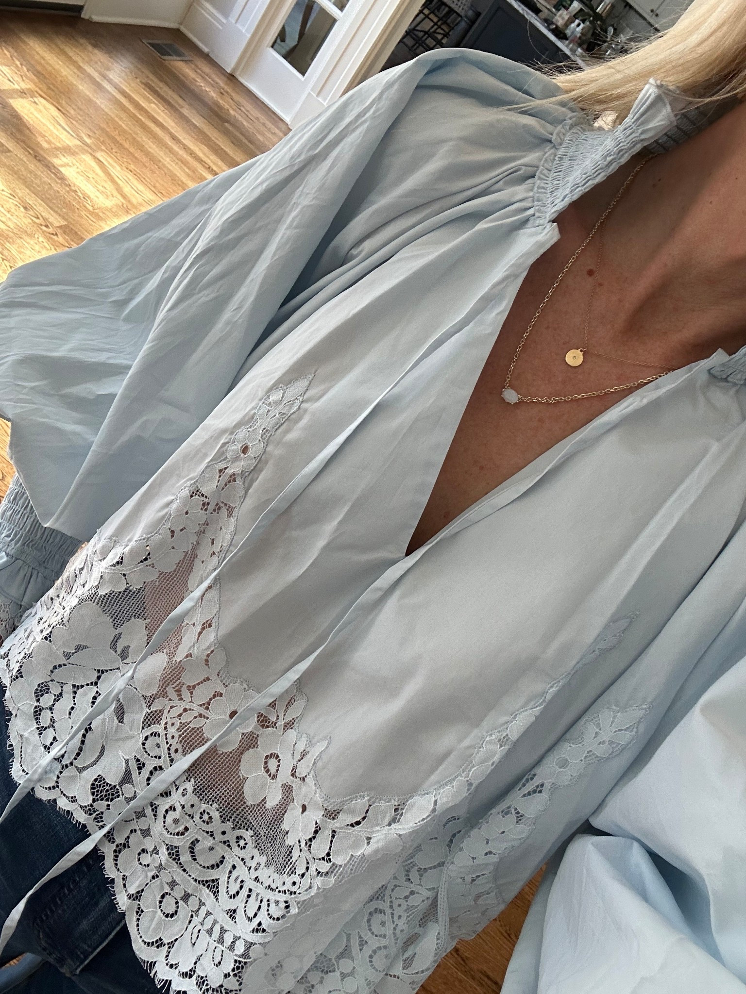 Beautiful top!!! The sleeves are extra but I love it 🩵🩵🩵🩵

#LTKootd #LTKdayinmylife #LTKWorkwear